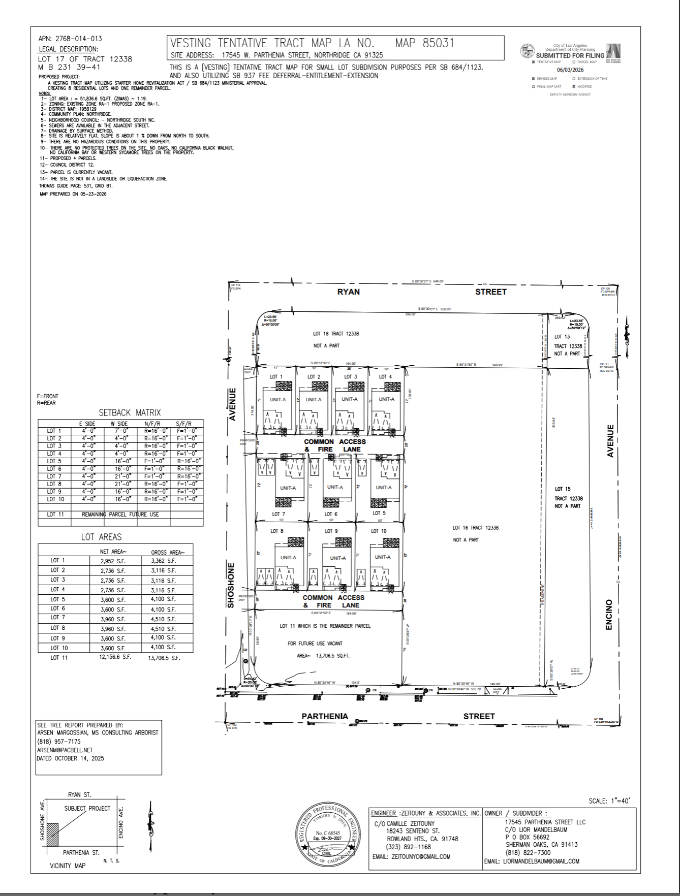 Official Tract Map 85031 — Lot 17, 17545 W. Parthenia Street