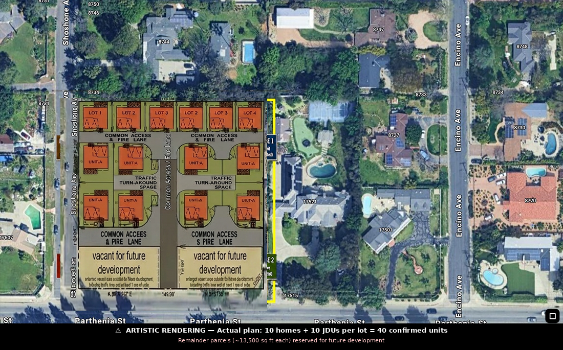 Aerial rendering of proposed development at 17545 Parthenia